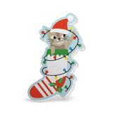 Acrylic Cat in Socks Christmas