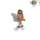 Glitterific Badge Reel Dog with Bow