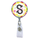 Flamingo Initial or Title Button Attached to a Badge Reel