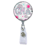 Moon Cloud Initial or Title Button Attached to a Badge Reel