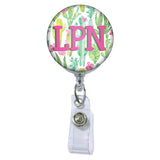 Cactus Initial or Title Button Attached to a Badge Reel