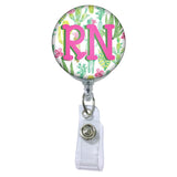 Cactus Initial or Title Button Attached to a Badge Reel