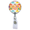 Happy Elephants Initial or Title Button Attached to a Badge Reel