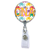 Happy Elephants Initial or Title Button Attached to a Badge Reel