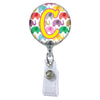 Happy Elephants Initial or Title Button Attached to a Badge Reel