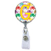 Happy Elephants Initial or Title Button Attached to a Badge Reel