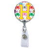 Happy Elephants Initial or Title Button Attached to a Badge Reel