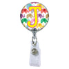 Happy Elephants Initial or Title Button Attached to a Badge Reel