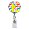 Happy Elephants Initial or Title Button Attached to a Badge Reel