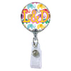 Happy Elephants Initial or Title Button Attached to a Badge Reel