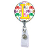 Happy Elephants Initial or Title Button Attached to a Badge Reel