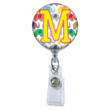 Happy Elephants Initial or Title Button Attached to a Badge Reel