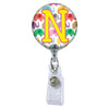 Happy Elephants Initial or Title Button Attached to a Badge Reel