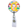 Happy Elephants Initial or Title Button Attached to a Badge Reel