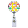 Happy Elephants Initial or Title Button Attached to a Badge Reel