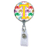 Happy Elephants Initial or Title Button Attached to a Badge Reel