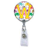 Happy Elephants Initial or Title Button Attached to a Badge Reel