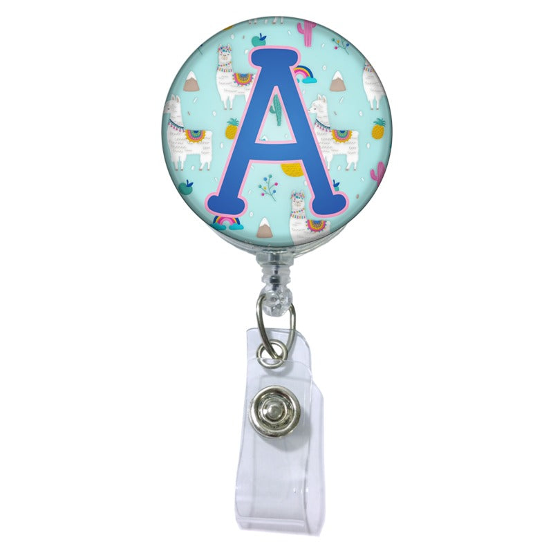 Llama Initial or Title Button Attached to a Badge Reel – Shop Badge A-Peel
