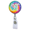 Tie-Dye Graphic Initials & Titles ATTACHED to a Badge Reel
