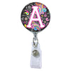 Dark Paisley Initial or Title ATTACHED to a Badge Reel