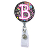 Dark Paisley Initial or Title ATTACHED to a Badge Reel