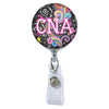 Dark Paisley Initial or Title ATTACHED to a Badge Reel