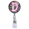 Dark Paisley Initial or Title ATTACHED to a Badge Reel