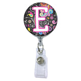 Dark Paisley Initial or Title ATTACHED to a Badge Reel