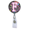 Dark Paisley Initial or Title ATTACHED to a Badge Reel