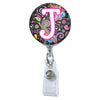 Dark Paisley Initial or Title ATTACHED to a Badge Reel