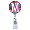 Dark Paisley Initial or Title ATTACHED to a Badge Reel