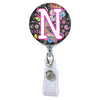 Dark Paisley Initial or Title ATTACHED to a Badge Reel