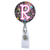 Dark Paisley Initial or Title ATTACHED to a Badge Reel