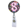 Dark Paisley Initial or Title ATTACHED to a Badge Reel