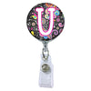 Dark Paisley Initial or Title ATTACHED to a Badge Reel