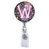 Dark Paisley Initial or Title ATTACHED to a Badge Reel