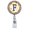 Flamingo Glam Initial or Title Button Attached to a Badge Reel