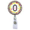 Flamingo Glam Initial or Title Button Attached to a Badge Reel