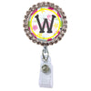 Flamingo Glam Initial or Title Button Attached to a Badge Reel