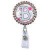 Moon Cloud Glam Initial or Title Button Attached to a Badge Reel