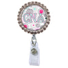 Moon Cloud Glam Initial or Title Button Attached to a Badge Reel