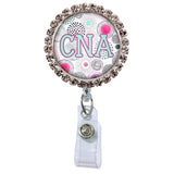 Moon Cloud Glam Initial or Title Button Attached to a Badge Reel