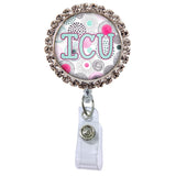 Moon Cloud Glam Initial or Title Button Attached to a Badge Reel