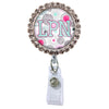 Moon Cloud Glam Initial or Title Button Attached to a Badge Reel