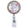 Moon Cloud Glam Initial or Title Button Attached to a Badge Reel