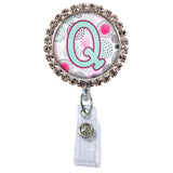 Moon Cloud Glam Initial or Title Button Attached to a Badge Reel