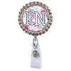 Moon Cloud Glam Initial or Title Button Attached to a Badge Reel