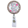 Moon Cloud Glam Initial or Title Button Attached to a Badge Reel