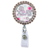 Moon Cloud Glam Initial or Title Button Attached to a Badge Reel