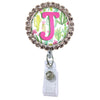 Cute Cactus Glam Initial or Title Button Attached to a Badge Reel